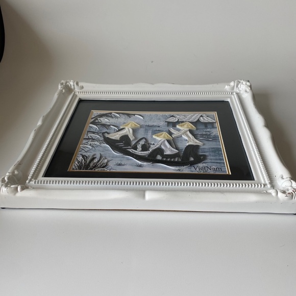 Vietnamese Quilling Art Wall Decor Village River Scene Framed - Picture 5 of 10